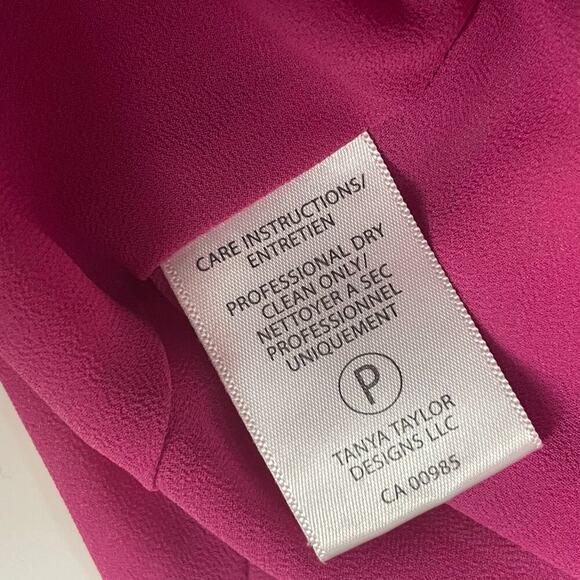 Tanya Taylor Paris Hammered Silk Dress Size 10 Wrap Flutter Sleeve Pink Ruffle - Picture 6 of 11